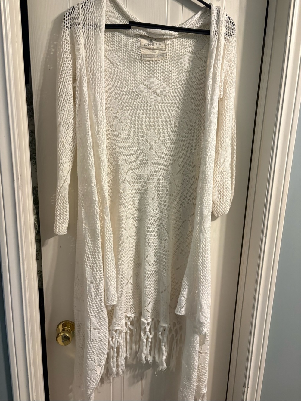 O'Neill Ivory Open Knit Fringe Cardigan